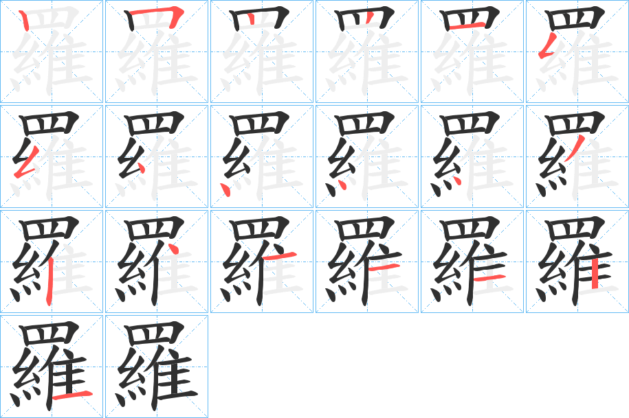 羅的笔顺分步演示图