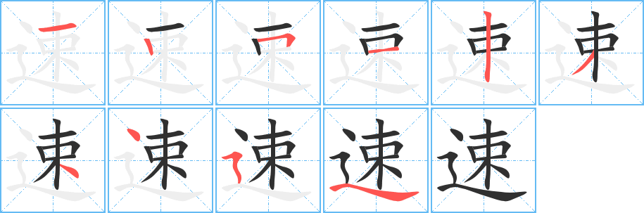 速的笔顺分步演示图