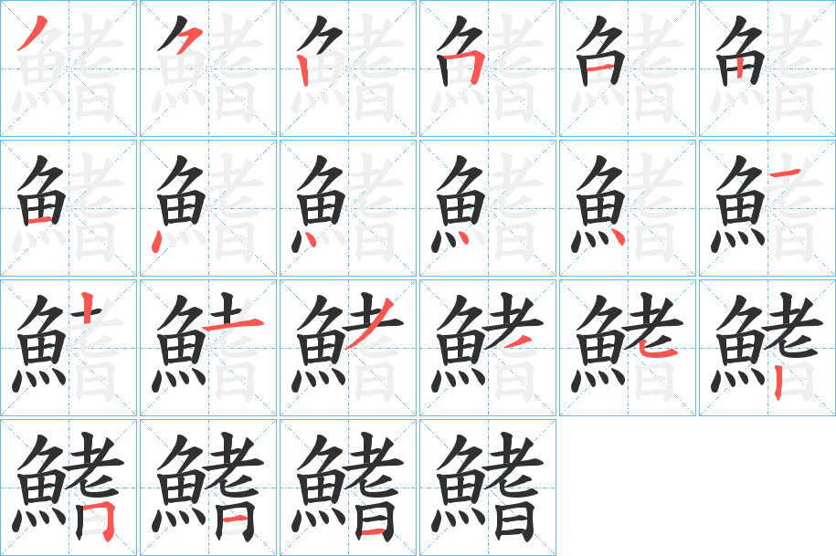 鰭的笔顺分步演示图