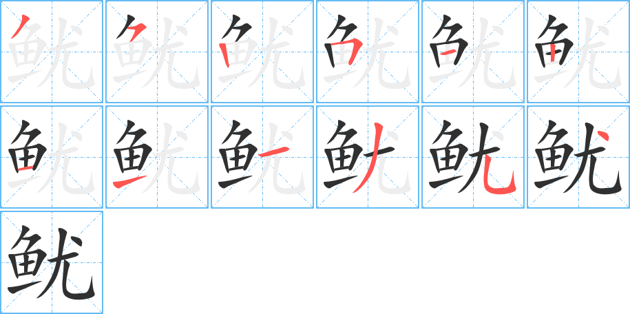 鱿的笔顺分步演示图